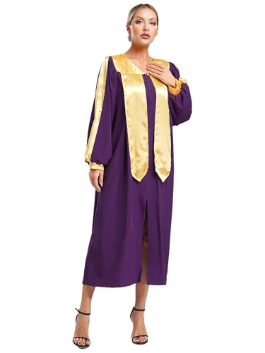 iiniim Unisex Womens Mens Choir Robe for Church V-neck Long Sleeve Judge Robe Graduation Gown