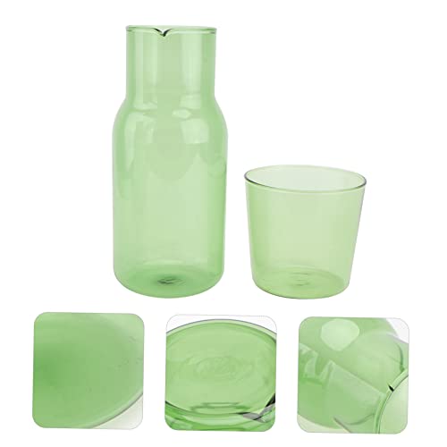 Set de 2 vasos y jarra de vidrio verde miniatura 4