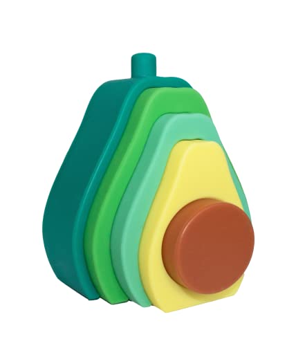 BABYLEDO Avocado Stapelbecher Stapelturm aus Silikon, Steckspielzeug, Schichtspielzeug, Badewannenspielzeug, Lernspielzeug, fördert motorische Entwicklung, Geschenk geeignet, Mädchen & Jungen Cover