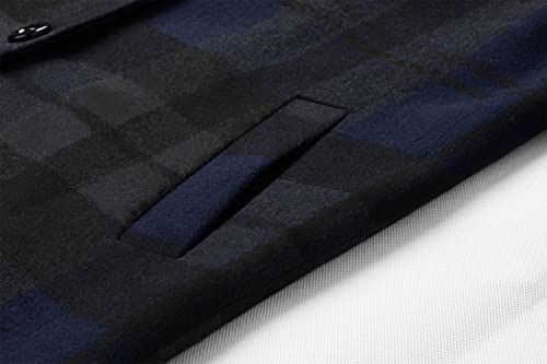 Image of chouyatou Men's Casual Notched Collar Plaid Single Breasted Wool Blend Formal Trench Top Coat