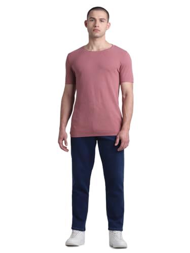 Image of JACK & JONES Short Sleeves Round Neck Cotton Raw Edge Slim Fit T-Shirt