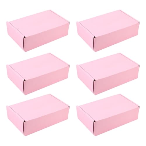 ABOOFAN Cajas de Embalaje Prácticas de Cartón 15X15X5 CM Color Rosa y Blanco Paquete de 6 Unidades para Envío Almacenamiento y Mudanzas Cajas Multifunción para Oficina y Festivales