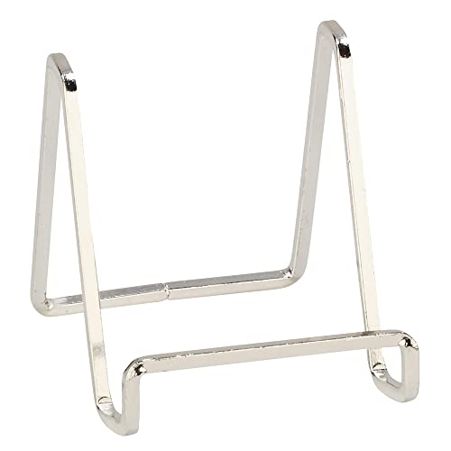 TRIPAR 3-Inch Metal Silver Plated Square Book Holder/Stand, Wire Mini Easel, Small Photo Stands for Table, Display for Picture Frames, Plaques & Plates