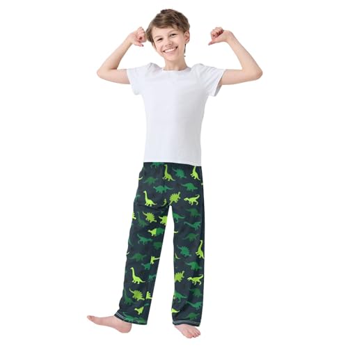 ZZXXB Dinosaur Camou Boys Long Pants Soft Trousers Elastic Waist Kids Lounge Bottoms with Pockets S-XL2