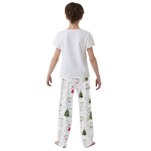 Boys' Pants Funny Snowmen Christmas Trees Long Bottoms Jogger Pants Elastic Waist Trousers with Pockets S-XL3