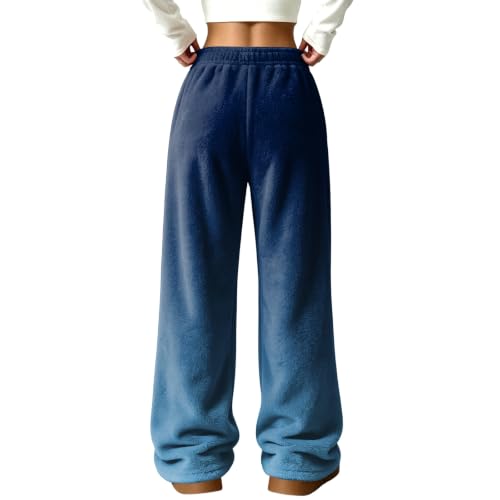Wide Leg Pajama Pants for Women Lounge Ombre Flannel Fluffy Pjs Pant - image 7