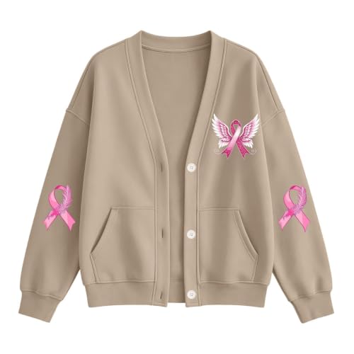 Breast Cancer Sweatshirt Cardigan for Women Long Sleeve Oversized Jacket - image 4