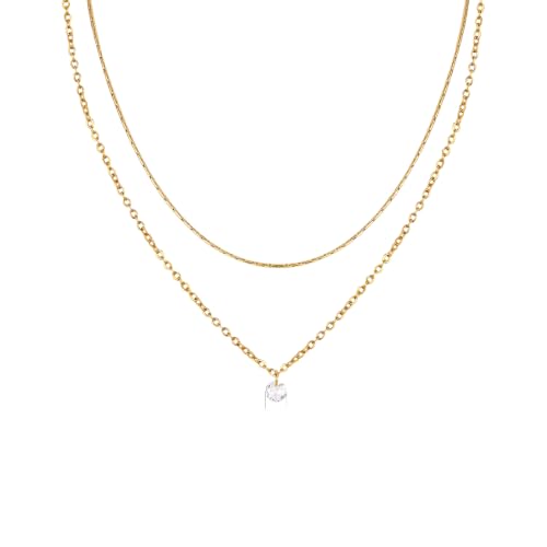 Collier double couche léger qui ne s'emmêle pas chaîne en Y confortable