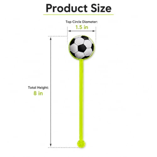 Image of Wanna Party Soccer Themed Neon Drink Stirrers, 6 Pcs Football Party Cocktail & Mocktail Stir Sticks for Birthday, Sports Party, Match Night, Table Decor & Drink Decoration