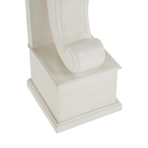 Image of Deco 79 Wooden Scroll Fireplace Mantle Freestanding with Floral Accents, 45 inch x 10 inch x 42 inch, White