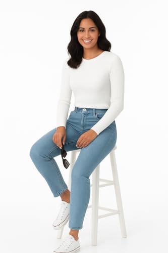 Image of DHYANAM Cotton Denim Jeans for Women - Classic Skinny Fit & Ankle Length Bottom Wear Ladies Outfit