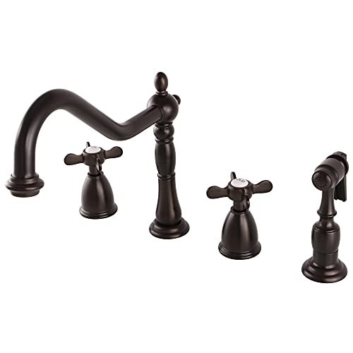 Kingston Brass KB1795BEXBS Widespread Kitchen Faucet with Brass Sprayer, Oil Rubbed Bronze, 8-1/4 In Spout Reach