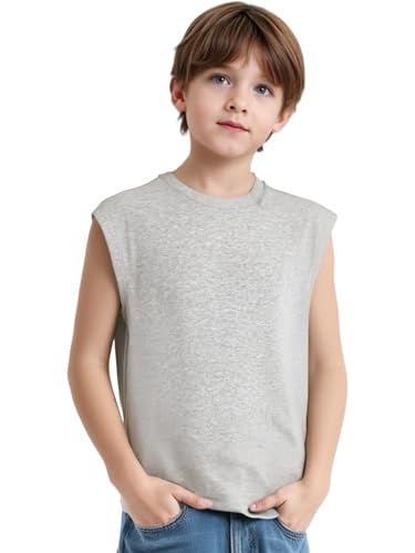 Mufeng Kids Boys Quick-dry Tank Tops Sleeveless Cotton Shirts Sports Vest Workout Running Athletic Tops