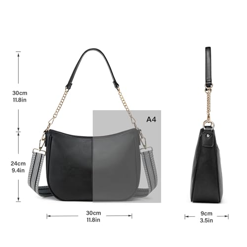 Image of Hobo Crossbody Bags for Women Trendy Shoulder Purses PU Retro Handbag with 2 Types Shoulder Straps