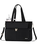 LOVEVOOK Work Bags for Women 15.6 Inch Canvas Work Tote Bags Large Capability Laptop Purse Professional Teacher Tote Bag Casual Computer Briefcase for Office Travel Nurse, Black