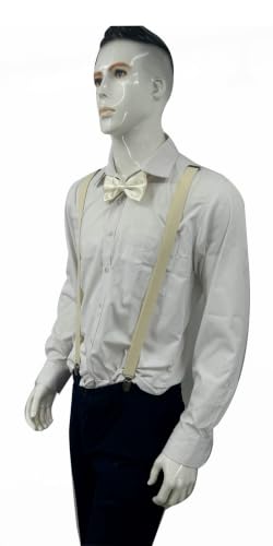 Image of Men's Suspenders Bowtie Set Elastic Y Shape Style Women's Suspenders Bowtie For Wedding&Formal Events