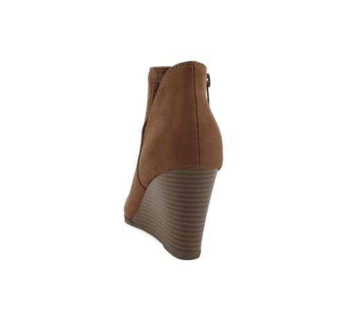 Soda Ability - Mid Ankle Bootie w/Split Shaft and Zipper Stacked Wedge Heel3