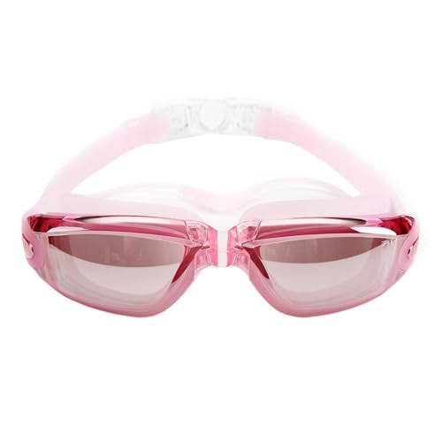 DUEYUN Gafas de Natación Opticas Gafas de Natación de Una Pieza Con Tapones para Los Oídos Dioptrías: -1,5 A -8,0, Protección Antivaho Y Protección Uv para Adultos Hombres Mujeres (rosa, -2)