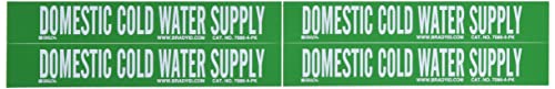Brady 7086-4-PK, Domestic Cold Water Supply Pipe Marker White on Green 4 per Card, 5 PK, Legend 'Domestic Cold Water Supply'