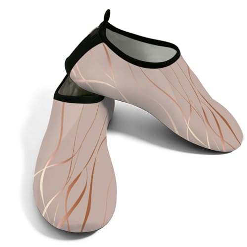 Zapatos de agua para mujer y hombre, color oro rosa, ondulados, zapatos de playa, calcetines de natación de secado rápido, Oro rosa ondulado, 40/41 EU