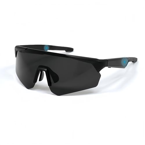 Smart Cycling Glasses for Men & Women – Bluetooth Sunglasses with UV400 Protection, Open-Ear Speakers, Built-in Mic – Sports Running, Cycling, Outdoor Glasses 02 black frame gray lens