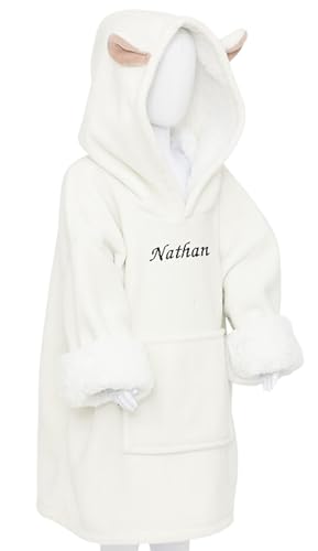 Couverture à capuche personnalisée avec prénom brodé finitions haut de gamme