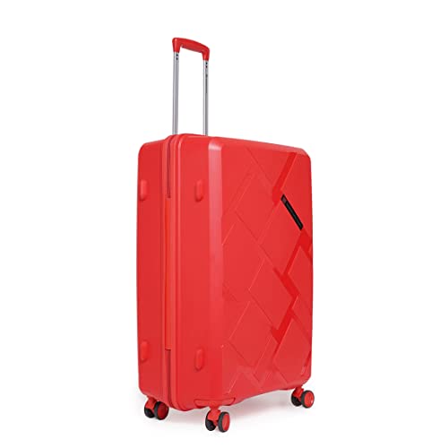 Image of SWISS MILITARY Star Luggage Bag, Textured Hard-Sided Trolley Bag, Cabin Luggage, Overnighter Trolley Bags|Durable ABS Body, Ergonomic 360 Rotatable Wheels, TSA Lock, 24 inches, Red, 1