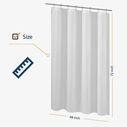 Image of N&Y HOME Fabric Shower Curtain Liner 48 x 72 inches Bath Stall Size, Hotel Quality, Washable, Water Repellent, White Spa Bathroom Curtains with Grommets, 48x72