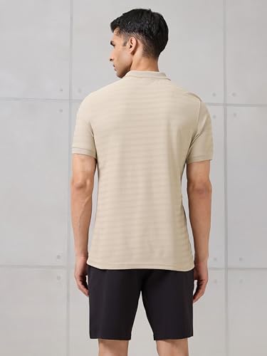 Image of TECHNOSPORT Men's Slim Fit Striped Half Sleeve Polo Active Out T-Shirt for Gym, Sports & Regular Use