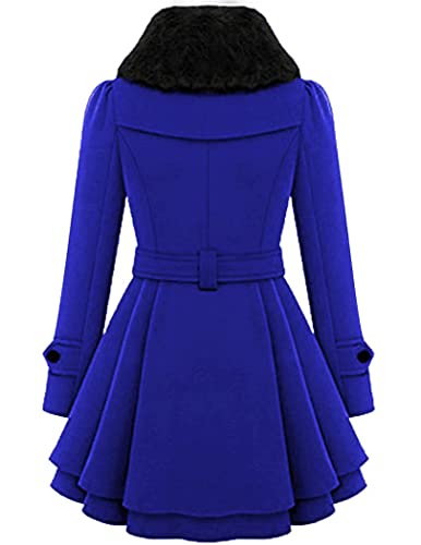 Zeagoo Women Swing Double Breasted Wool Pea Coat With Belt Buckle Spring Mid-Long Long Sleeve Lapel Dresses Outwear #TOP5