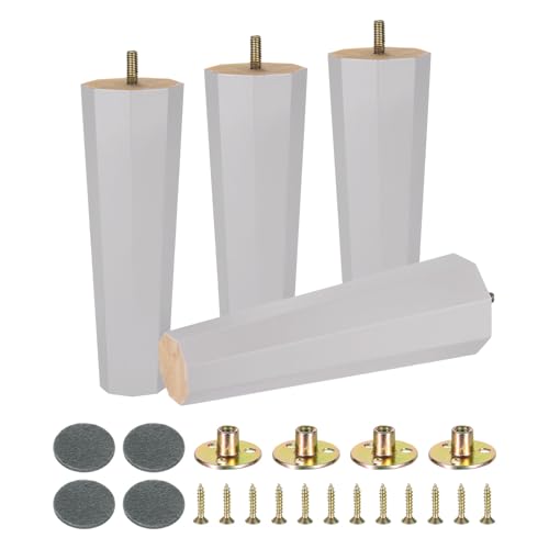 uxcell 4 patas de madera para muebles, patas de repuesto de madera maciza de 7.87 pulgadas para sofá, armario, otomano, color gris