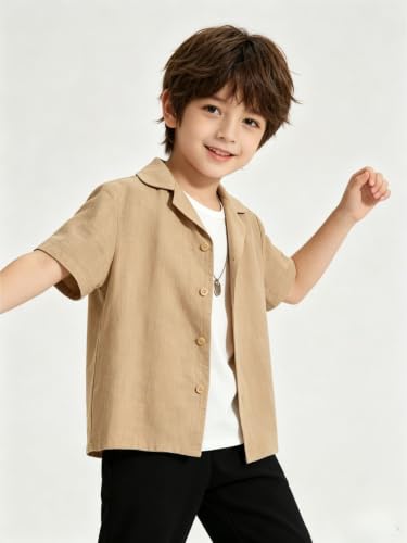 Image of Verdusa Boy's 2 Piece Sets Linen Set Going Out Summer Outfits Button Up Shirt and Pants Set Matching Sets