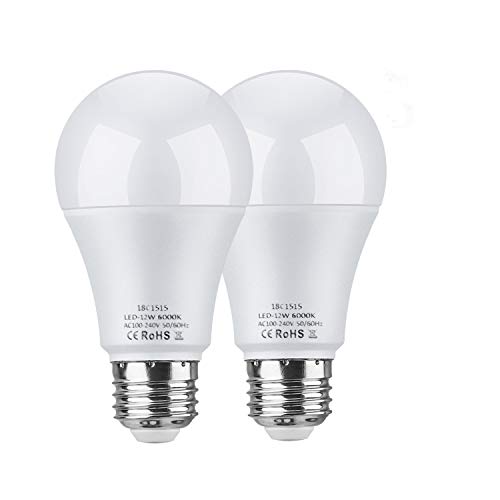 LEKE Dusk to Dawn Light Bulbs Outdoor 100W Equivalent Light Bulb E26/E27 Sensor Bulb 12W Smart Light Bulbs 6000K for Home, Front Porch Light, Yard Light, Garage Light, White-2 Pack