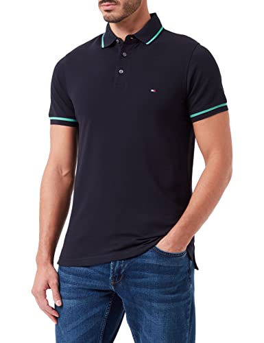 Tommy Hilfiger Men's 1985 Tipped Slim Polo Shirt, Desert Sky, S