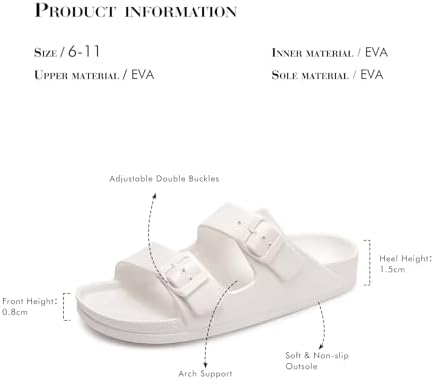 FUNKYMONKEY Women's Comfort Slides Lightweight Beach Sandals, White, 8 — view 9