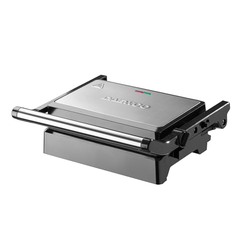 Daewoo 180° Health Grill 1500W, Non-Stick Electric Grill with Drip Tray, Floating Hinge, Dual Cooking Plates & Open Flat Design – Indoor BBQ & Griddle for Healthy Grilling