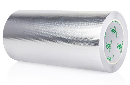 Image of BOMEI PACK Adhesive Aluminum Foil Heat Shield Tape 9inch x 66ft Barrier Fiberglass Thermal Insulation Reflective Material High Temp Protectionn,1 Pack