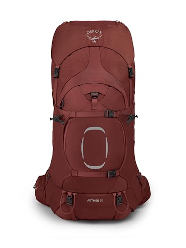 Image of Osprey Aether 65L Men's Backpacking Backpack, Deep Acorn Red, S /M
