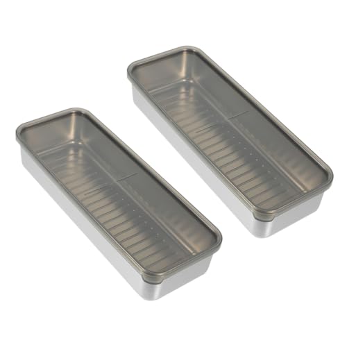 FRCOLOR 2個 ステンレス製密閉フードコンテナ 大容量 冷蔵庫用保鮮ボックス 蓋付き 食品鮮保持 保存容器 肉 果物 惣菜整理向け