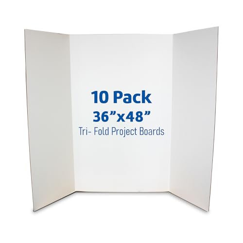 Flipside Products 36” x 48” Project Boards for Presentations, Science Fair, School Projects, Event Displays and Trifold Picture Board, Proudly Made in USA - Clay White - 10 Pack