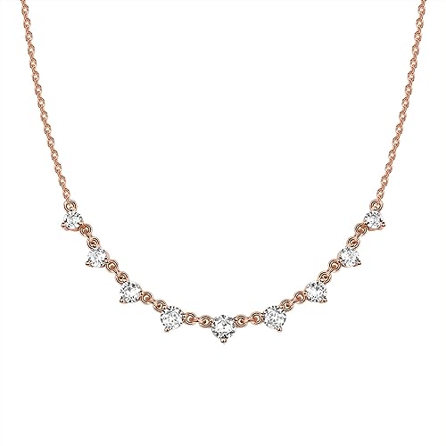 PAVOI 14K Gold Plated Station Necklace | Simulated Diamond BTY Necklace | Womens CZ Chain Necklace | Layering Necklaces