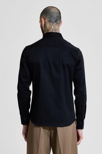 Image of SNITCH Men Formal Shirt | Slim Fit Long Sleeve Spread Collar Solid Design | Premium Cotton Blend & Breathable Fabric for Office & Casual Wear