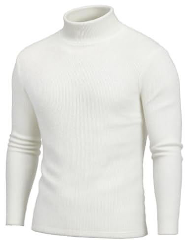 COOFANDY Men's Turtleneck Sweater Long Sleeve Casual Ribbed Knitted High Neck Pullover Sweaters