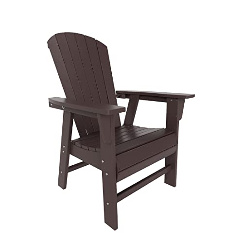 Westintrends Dylan Outdoor Dining Chair, All Weather Poly Lumber Adirondack Patio Chairs Seashell High Back Dining Chairs Support 350 Lbs, Comfortable Curved Seat And Back, Dark Brown #TOP4