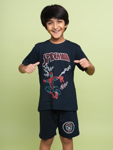 Image of Nap Chief Kids Cotton Superhero Comic Print Co-Ord Set for Boys & Girls | Half Sleeve T-Shirt & Shorts Set | Soft Casual Summer Wear