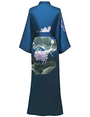 Image of PRODESIGN Kimono Robe for Women - Long Satin Sleepwear Silky Kimono Cover-Up Nightgown Japanese Bathrobe Loungewear Blouse