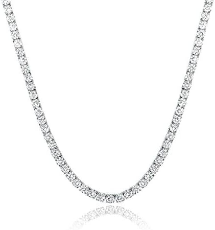 MDFUN 18 Inches Tennis Chain 18K Yellow Gold | White Gold Plated Tennis Round Cubic Zirconia Cut Necklace for Women Men