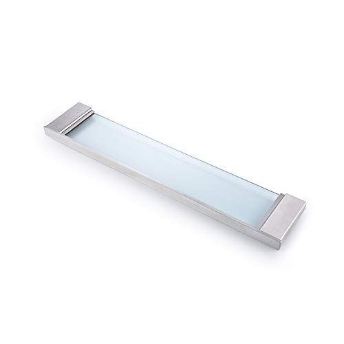 QT Modern Bathroom Glass Shelf - Wall Mounted, Brushed Finish, Made From Stainless Steel, Water and Rust Proof, Easy to Install