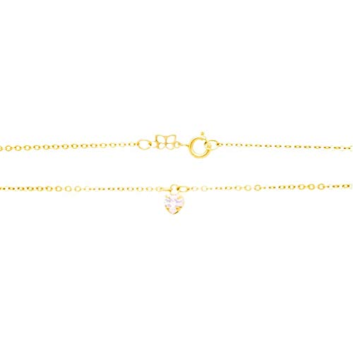 Colar Rommanel Banhado A Ouro 18K Pingente Coração De Zircônia Rosa 50 Cm 531965