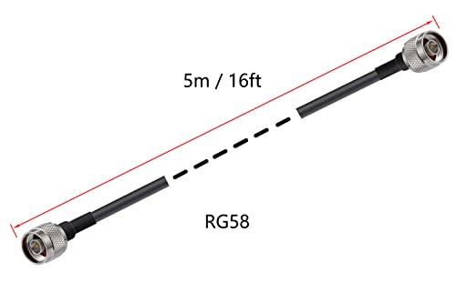 Vecys N to N Male Jumper N to N Male Low Loss Coaxial Cable RG58 16.4FT/5M for 3G 4G 5G LTE Antenna Ham Radio GPS WiFi - Image 3